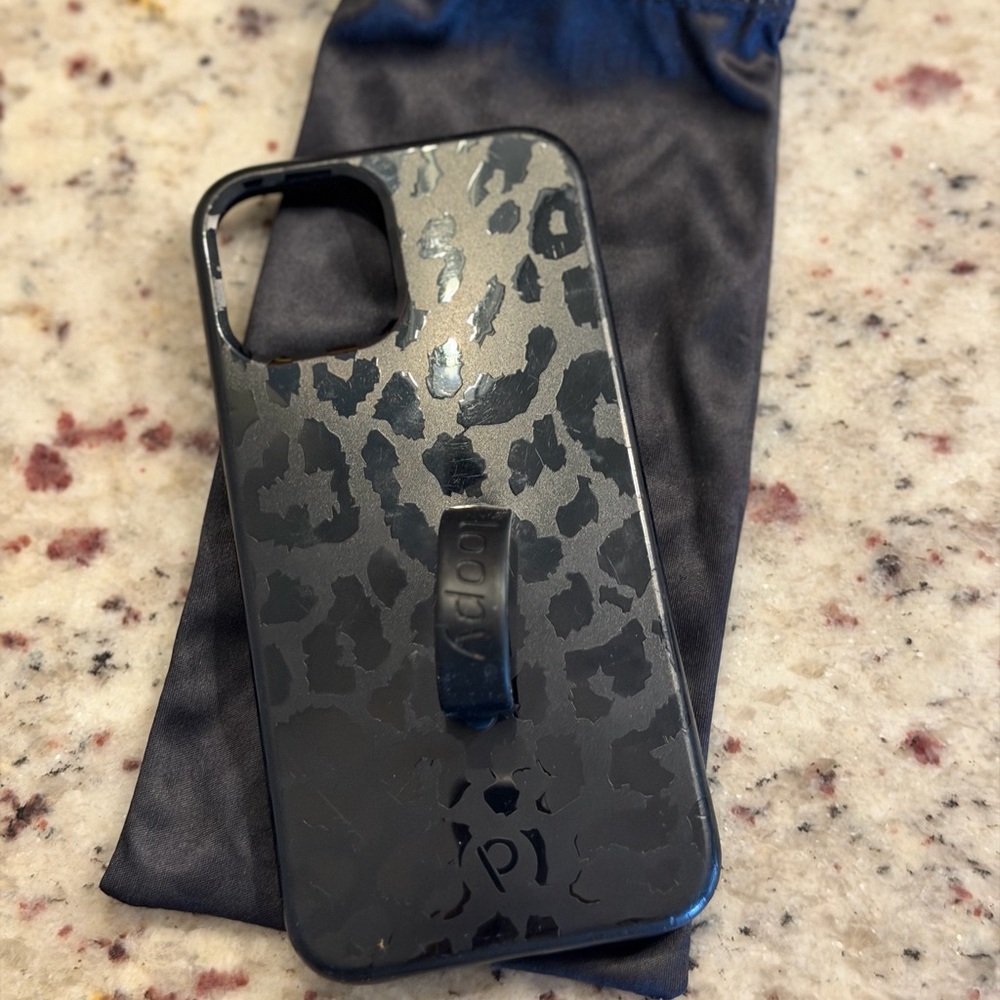 Loopy Case Black Midnight Leopard Print Phone Case